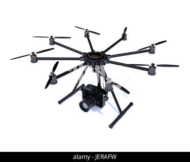 Octocopter isolated on white background. 3D rendering image Stock Photo