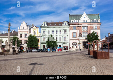 Houses on main square, Kolin Czech Republic Bohemia Europe Stock Photo