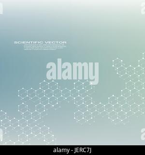 Abstract hexagonal molecule structure of neurons system. Digital ...