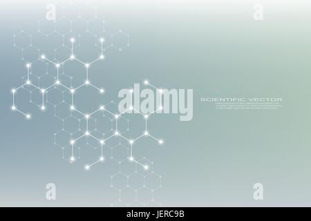 Hexagonal structure molecule dna of neurons system, genetic and chemical compounds. Vector illustration Stock Vector
