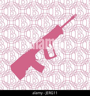 Picture about transactions in bitcoin: rifle on the background of bitcoin Stock Vector