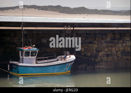 Fishning boat in Beadnell harbour, Northumberland Stock Photo