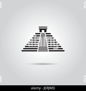 Maya pyramid, Chichen Itza, Mexico. EPS 10 Vector icon. Stock Vector