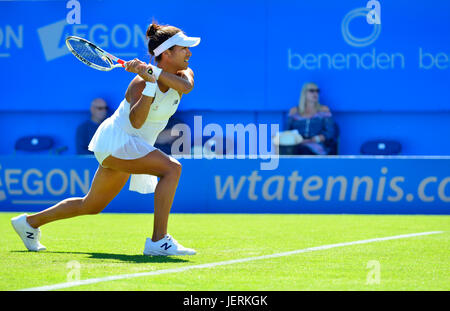 Heather Watson (GB)  on centre court, Eastbourne. 26th June 2017 Stock Photo