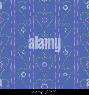 flower, plant, flowers, hearts, seamless, vector, wrapping, heart, backdrop, Stock Vector
