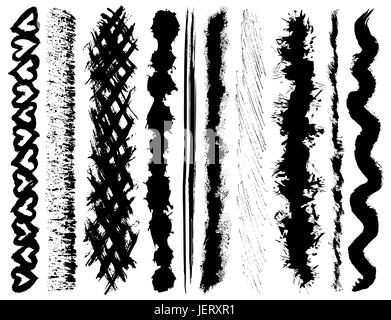 brush, set, vector, strokes, paintbrush, brushing, ink, stroke, apoplexy, Stock Vector