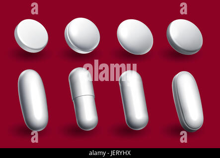 different pill shapes and sizes Stock Photo