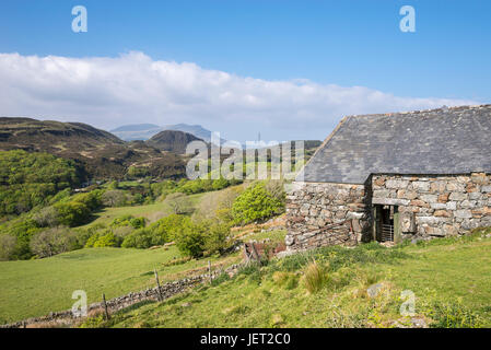 Old stone farm building in the hills of Snowdonia, North Wales. Stock Photo