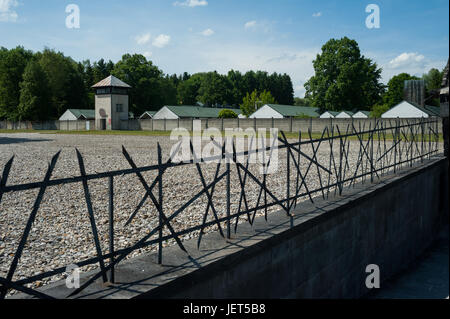 03.06.2017, Dachau, Bavaria, Germany, Europe - Approach to the Jewish Memorial at the Memorial Site of the Dachau concentration camp. Stock Photo
