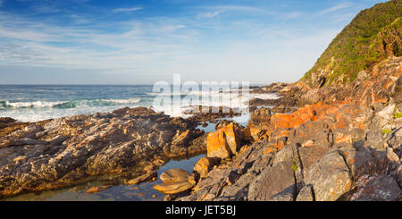 The rocky coastline of the Tsitsikamma section of the Garden Route National Park, South Africa. Stock Photo