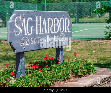 welcome sign in sag harbor ny Stock Photo