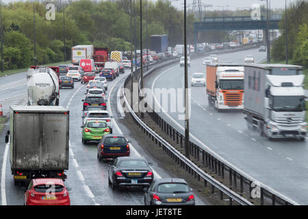 Early morning traffic on the A19 at Billingham, North east England. UK Stock Photo