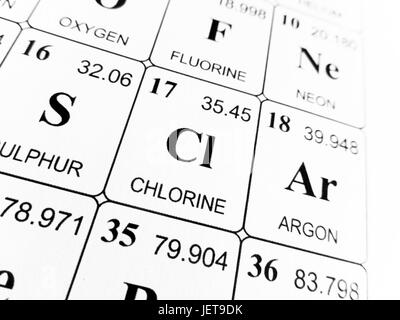 Chlorine on the periodic table of the elements Stock Photo