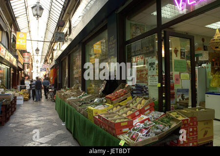 France, Paris, passage Brady, shops, fruit sales, Stock Photo