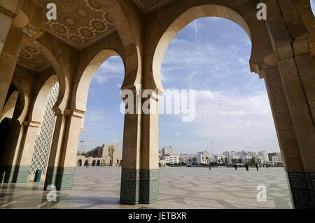 Mosque Hassan II, view, forecourt, Casablanca, Morocco, Africa, Stock Photo