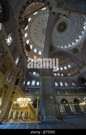 Turkey, Istanbul, part of town of Eminou, new mosque, interior design, Stock Photo