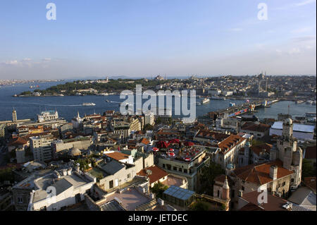 Turkey, Istanbul, view at the Golden Horn and the Galatabrücke, Stock Photo