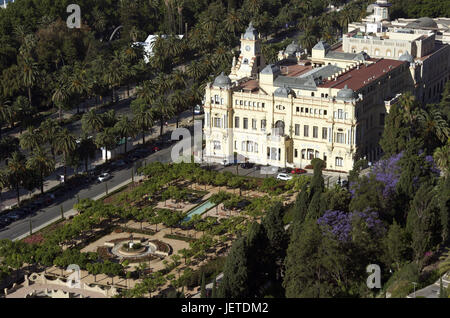 Spain, Malaga, city hall and Pedro Luis Alonso garden, Stock Photo