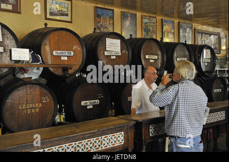 Spain, Malaga, Two men in a wine bar, Stock Photo