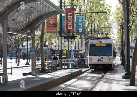 Downtown San Jose tram line Stock Photo