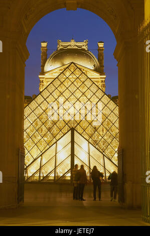 France, Paris, Louvre and glass pyramid, Stock Photo