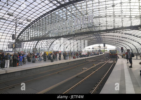 Central station, train, passengers, platform, Berlin, Germany, Stock Photo