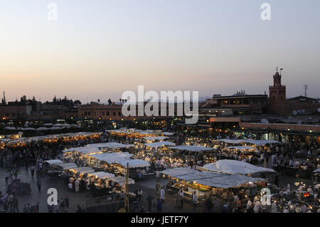 Marketplace, Djemaa el-Fna, evening, Marrakech, Morocco, Africa, Stock Photo