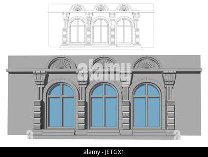 Three arched windows isolated on white background Stock Vector Image ...