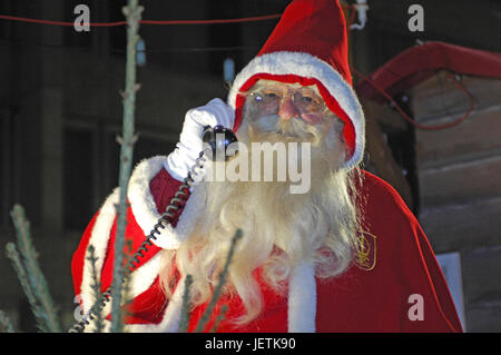 The Santa Claus on the phone, Der Weihnachtsmann am Telefon Stock Photo