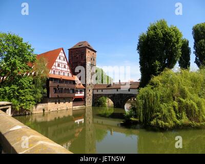 Nuernberg: River Pegnitz and executioners bridge | usage worldwide Stock Photo