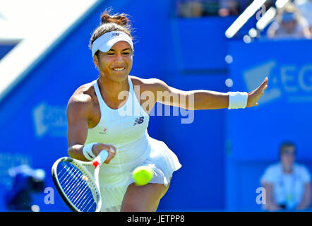 Heather Watson (GB) on centre court at Eastbourne, 26th June 2017 Stock Photo