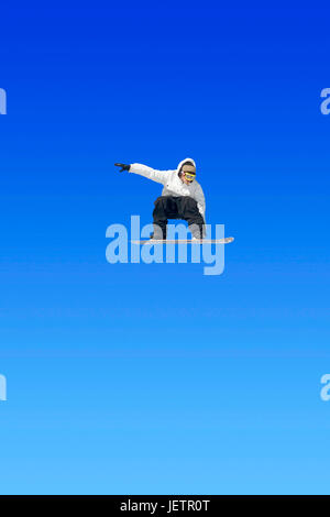 Snowboarder in action, Snowboarder in Aktion Stock Photo