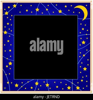 blue, moon, square, plastic, starry sky, stars, asterisks, constellation, blue, Stock Vector