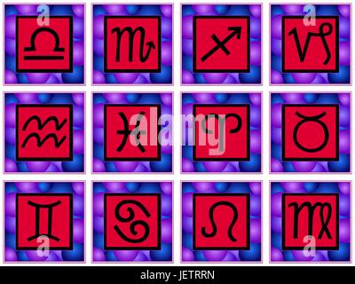 squares with signs of the zodiac - indemnified illustrations Stock Vector