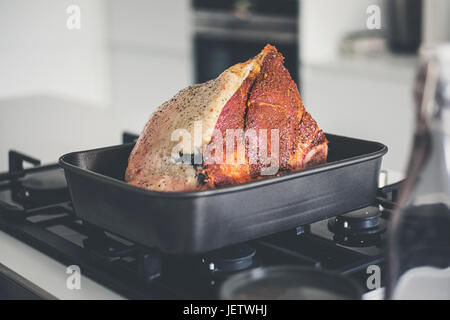 Roast Beef ready for the oven Stock Photo