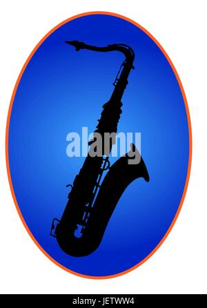 saxophone in blue oval - indemnified vector Stock Vector