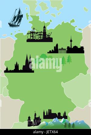Munich City (Federal Republic of Germany) map vector illustration ...