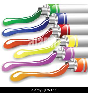 isolated, colour, tube, paint, artistic, hobbies, colorful, red, pipe, blue, Stock Vector