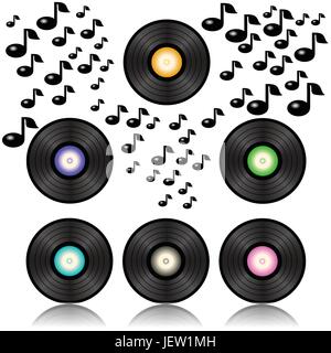 isolated, classical, dj, record, vinyl, audio, album, cassette, tape, sound Stock Vector