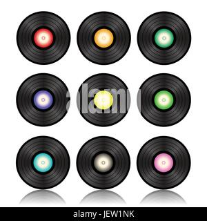 isolated, classical, dj, record, vinyl, audio, album, cassette, tape, sound Stock Vector