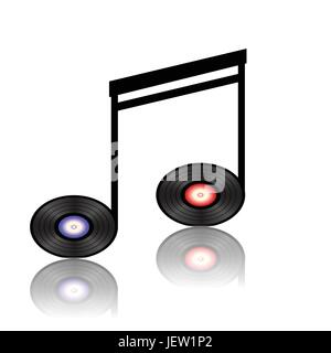 music, note, dj, record, vinyl, audio, album, cassette, tape, sound carrier, Stock Vector