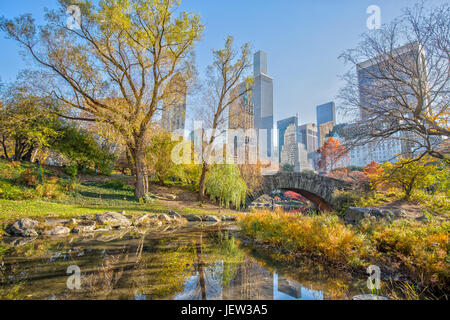 Gapstow Bridge in Central Park in Autumn Stock Photo