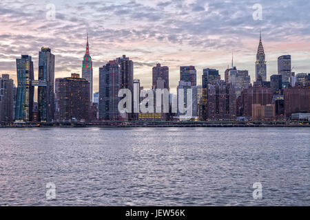 New York Skyline with Empire State Building from Gantry Plaza Stock Photo