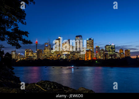 View on Sydney skyline at night, long exposure Stock Photo