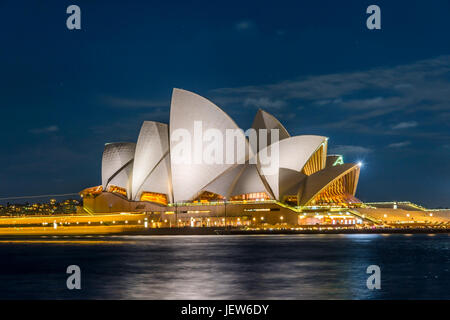 View on Sydney Opera house at night, long exposure Stock Photo