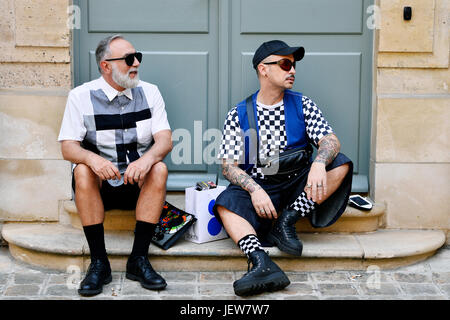 Outside Sean Suen, Paris Fashion Week Men 2017-2018, Place Vendôme, Paris, France Stock Photo