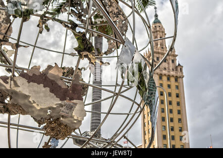 Freedom Tower and a Globe in Miami Stock Photo