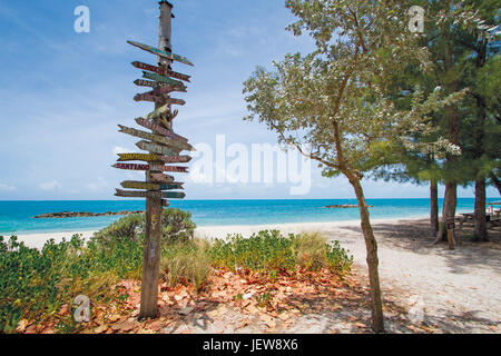 Direction Sign at Fort Zachary Taylor Historic State Park, Key West, Florida Stock Photo