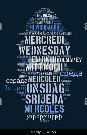 Word Wednesday in different languages word cloud concept Stock Photo