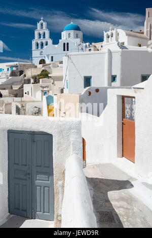 Pyrgos village on Santorini island, Greece Stock Photo